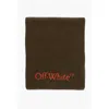 Off-white Virgin Wool Scarf With Contrast Embroidery Logo In Brown