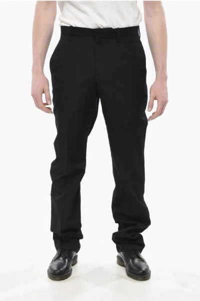 Off-white Virgin Wool Straight-leg Trousers In Black