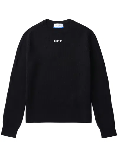 Off-white Virgin Wool Sweater In Black