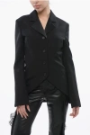 Off-white Virgin Wool Tuxedo Blazer With Satin Lapel