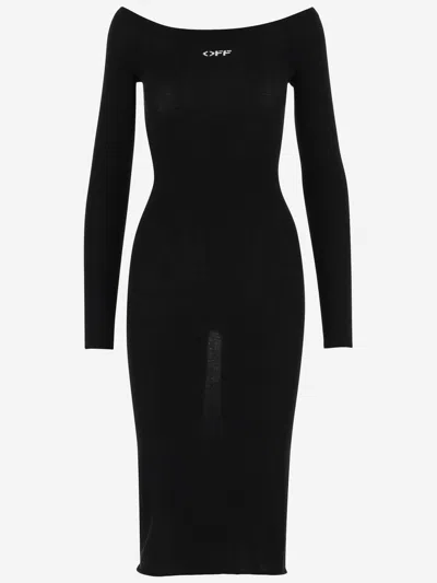 OFF-WHITE VISCOSE BLEND DRESS