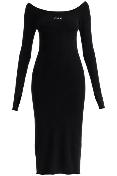 Off-white Viscose Blend Dress In Black