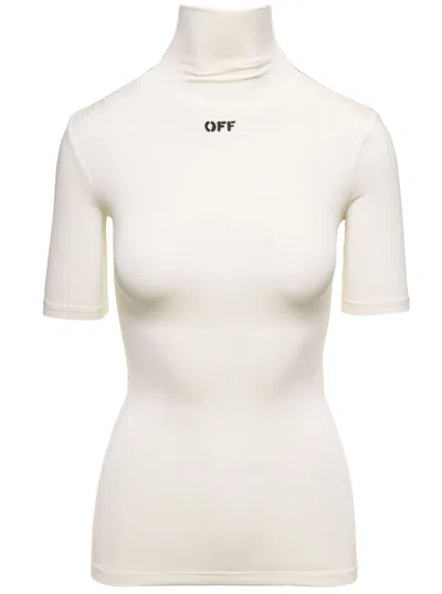 Off-white White Turtleneck Sweater With Logo