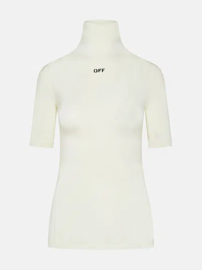 Off-white Viscose Cream Turtleneck Sweater In Ivory
