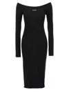 Off-white Viscose Knit Midi Dress With Logo Intarsia In Black