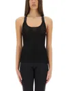 Off-white U-neck Top With Back Straps In Black