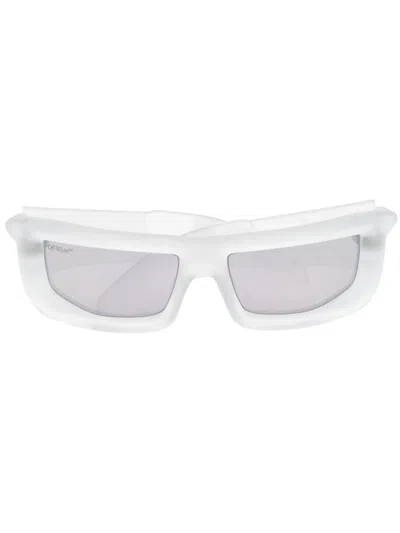 Off-white White Volcanite Square Sunglasses In Silver