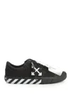 Off-white Low-top Canvas Sneakers Featuring Contrast Stripe In Black