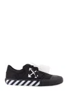 Off-white Low-top Canvas Sneakers Featuring Contrast Stripe In Black