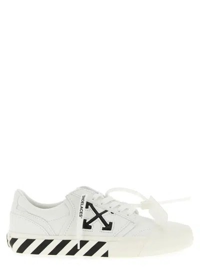 Off-white Vulc Undercut White And Black Cotton Sneakers