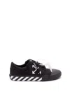 Off-white Low-top Canvas Sneakers Featuring Contrast Stripe In Black