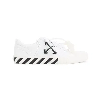 OFF-WHITE VULC UNDERCUT WHITE AND BLACK COTTON SNEAKERS