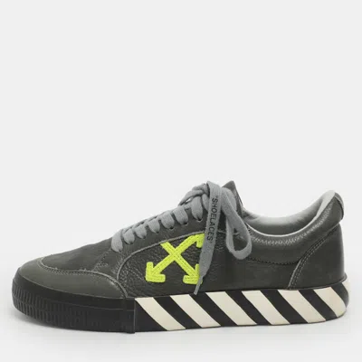 Pre-owned Off-white Vulcanised Size 42 Grey Leather Low Top Sneakers In Gray
