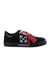 Off-white Vulcanized Contrasting-tag Canvas Sneakers In Black