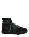 OFF-WHITE OFF-WHITE VULCANIZED HIGH-TOP LEATHER SNEAKERS MAN SNEAKERS BLACK SIZE 9 CALFSKIN, POLYESTER