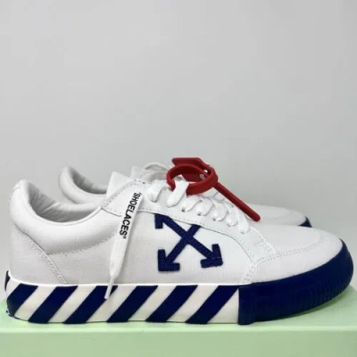 Pre-owned Off-white Vulcanized Low Top Men's Sneakers Size 42 Eu /9 Us White Navy Blue