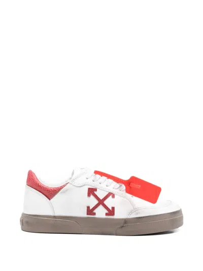 Off-white White Vulcanized Low Calf Vintage Sneakers In Multi