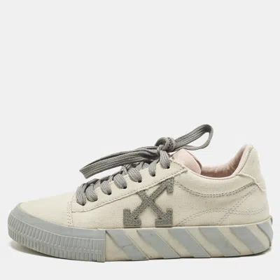 Pre-owned Off-white Vulcanized Size 38 Grey Canvas Low Top Sneakers In Gray