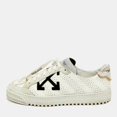 Pre-owned Off-white Vulcanized Size 41 White/grey Leather And Suede Lace Up Sneakers