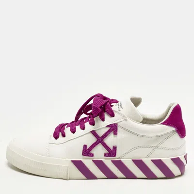Pre-owned Off-white Vulcanized Size 41 White/purple Canvas And Suede Low Top Sneakers