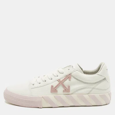 Pre-owned Off-white Vulcanized Size 42 White/pink Canvas Lace Up Sneakers