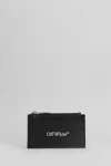 Off-white Leather Card Holder With Zip Pocket In Black