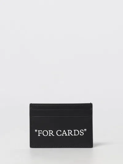 Off-white Quote Bookish Printed Leather Cardholder In Black