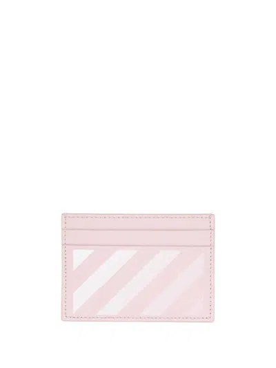 Off-white Leather Stripes Cardholder In Brown