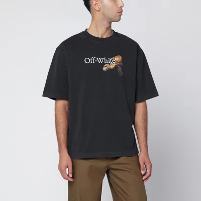 OFF-WHITE WASHED BLACK CUPID ARROW SKATE LOGO T-SHIRT