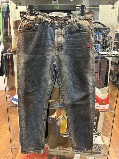 Pre-owned Off-white Washed Denim Jeans In Blue