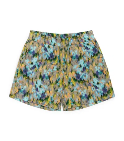 Off-white Kids' Watercolour Print Shorts In Green