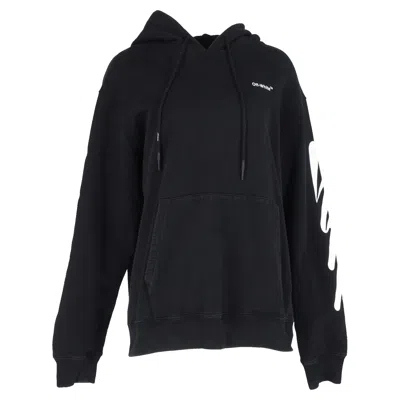 Off-white Wave Diag Printed Hoodie In Black Cotton