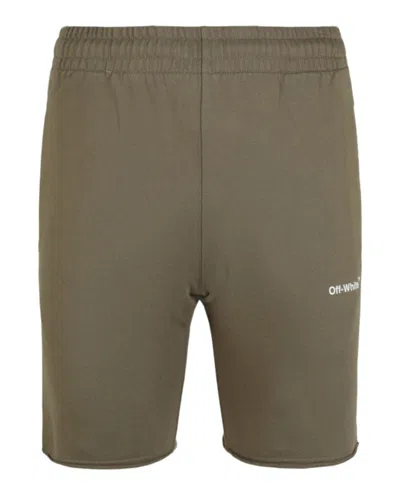 Off-white Wave Diag Sweatshorts In Green