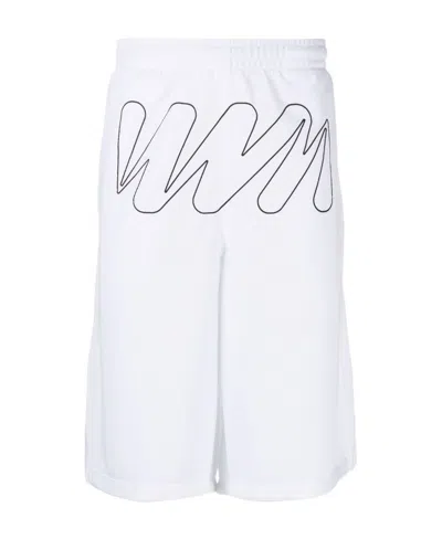 Off-white Wave Outl Diagonal Mesh Shorts In White