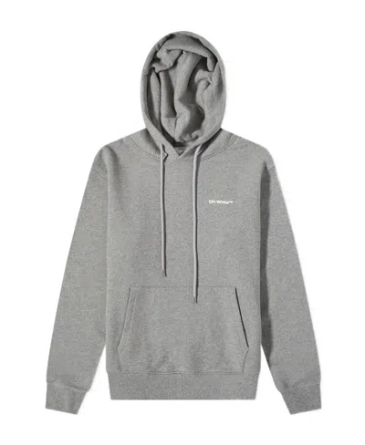 Off-white Wave-print Cotton Hoodie In Gray