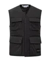 Off-white Wave Tag Padded Vest In Black
