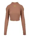 Off-white Wavy Mock-neck Crop Top In Brown