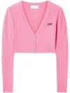 Off-white Off White Fuchsia Wool Blend Cardigan In Pink