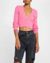 Off-white Off White Fuchsia Wool Blend Cardigan In Sea Pink