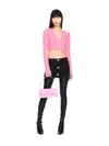Off-white Off White Fuchsia Wool Blend Cardigan In 粉色