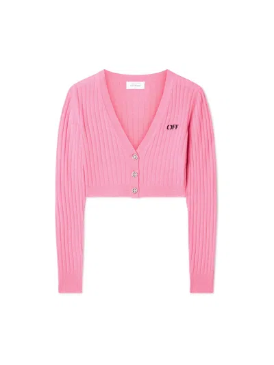Off-white We Upside Down Crop Cardigan In Pink
