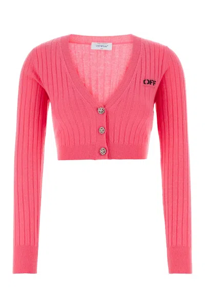 OFF-WHITE CARDIGAN IN MISTO LANA FUCSIA DONNA