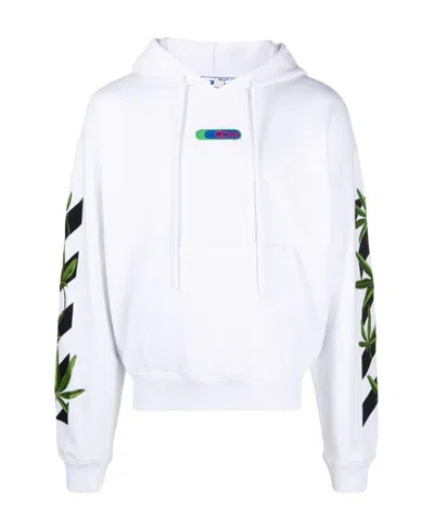 Off-white Weed Arrows Print Hoodie In White