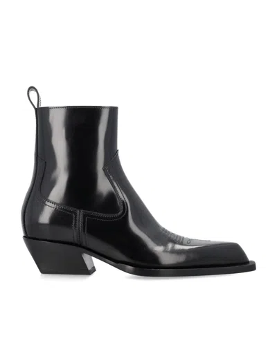 Off-white Off White Man Black Leather Ankle Boots