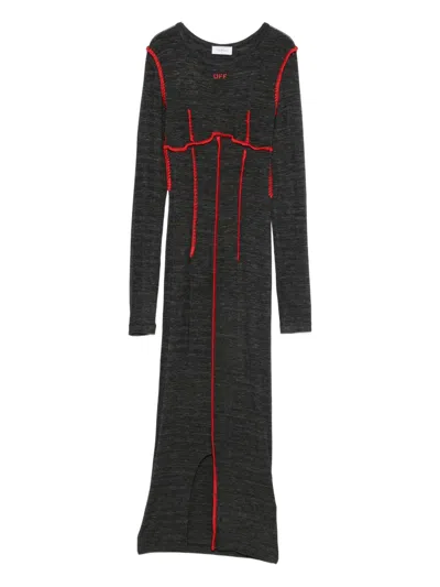 Off-white Whipstitch-detail Dress In Gray