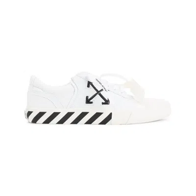 OFF-WHITE OFF-WHITE WHITE AND BLACK VULC UNDERCUT COTTON SNEAKERS