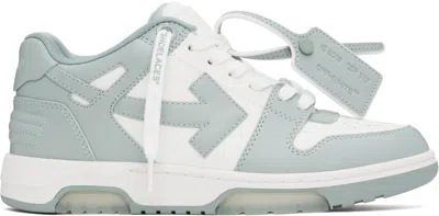 Off-white White & Blue Out Of Office Calf Leather Sneakers In White- Greyis