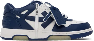 Off-white White & Navy Out Of Office Sneakers In White Royal B
