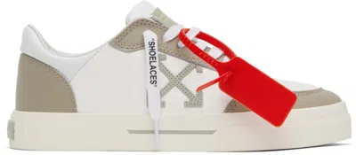 Off-white White & Taupe Vulcanized Leather Sneakers In White - Sage