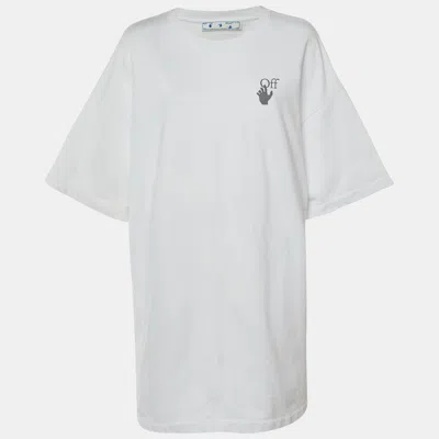 Off-white White Arrow Print Cotton T-shirt Dress